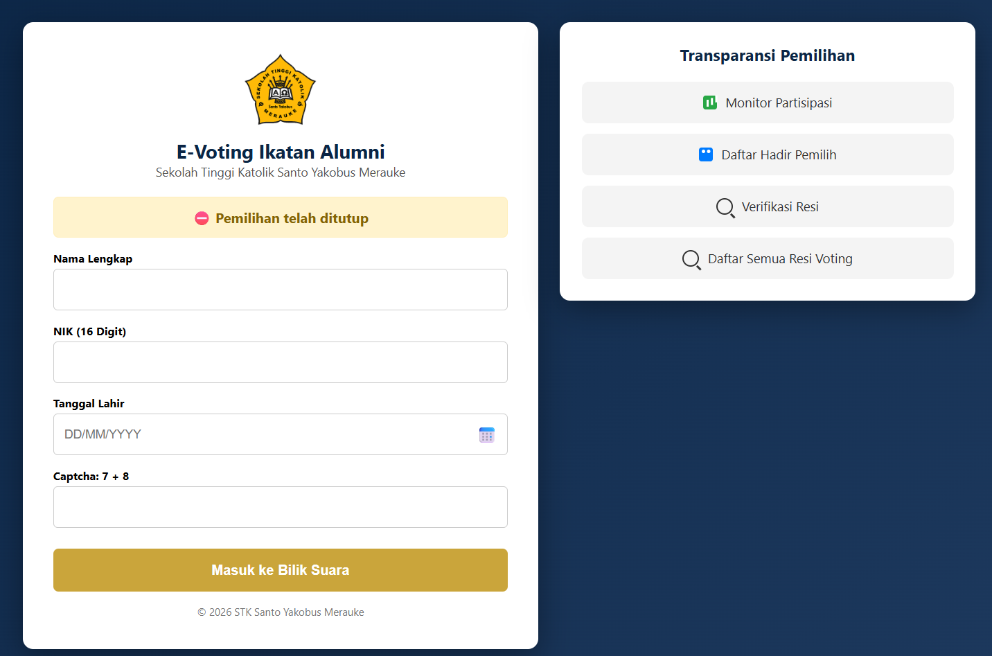 Screenshot E-Voting